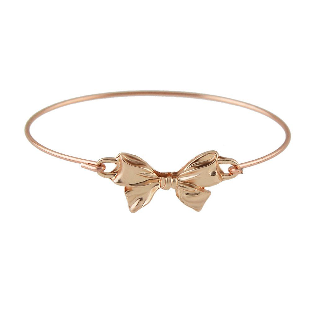 

Gold-color Concise Bowknot Cuff Bracelets, Rose gold