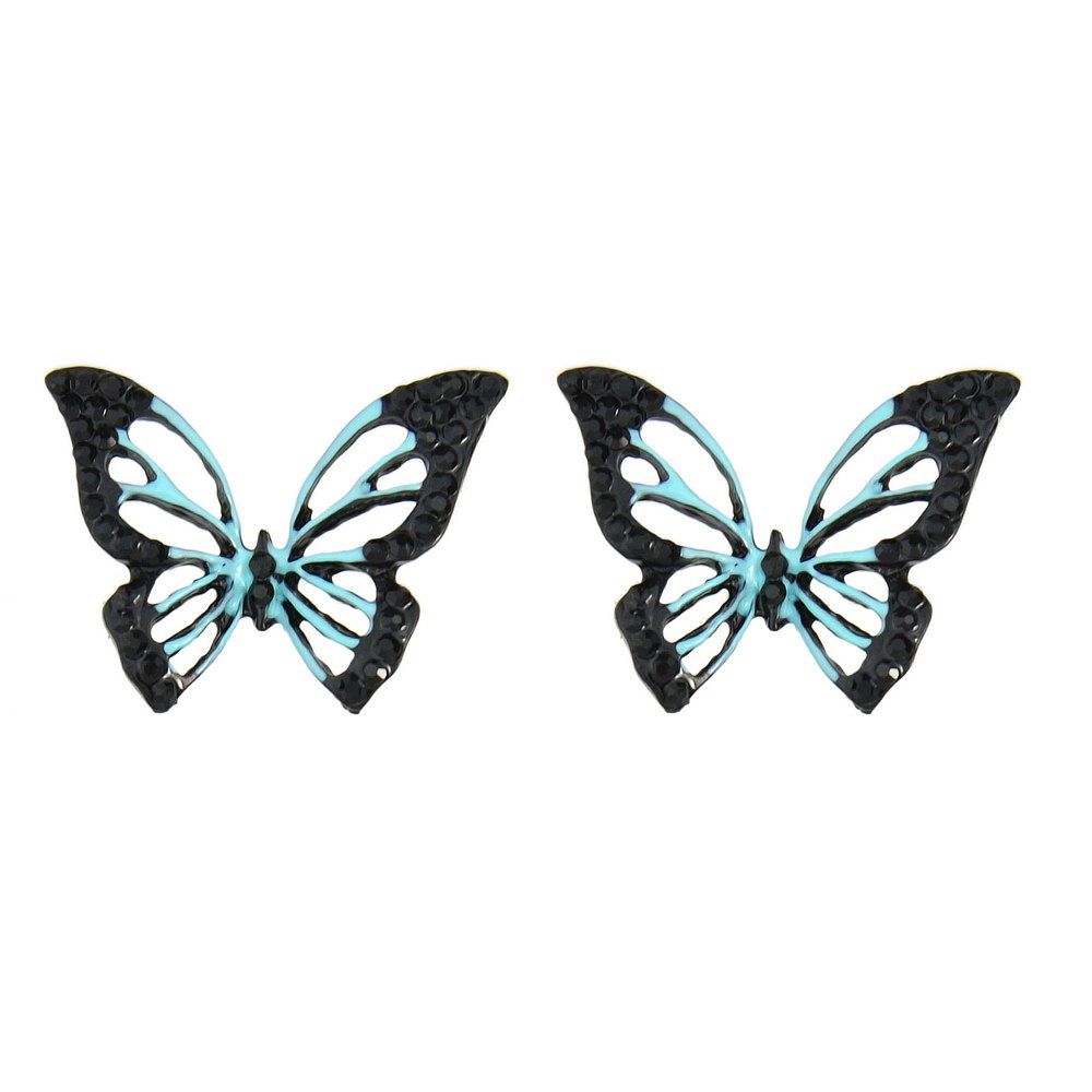

Colorful Enamel Rhinestone Butterfly Earrings for Women, Tron blue