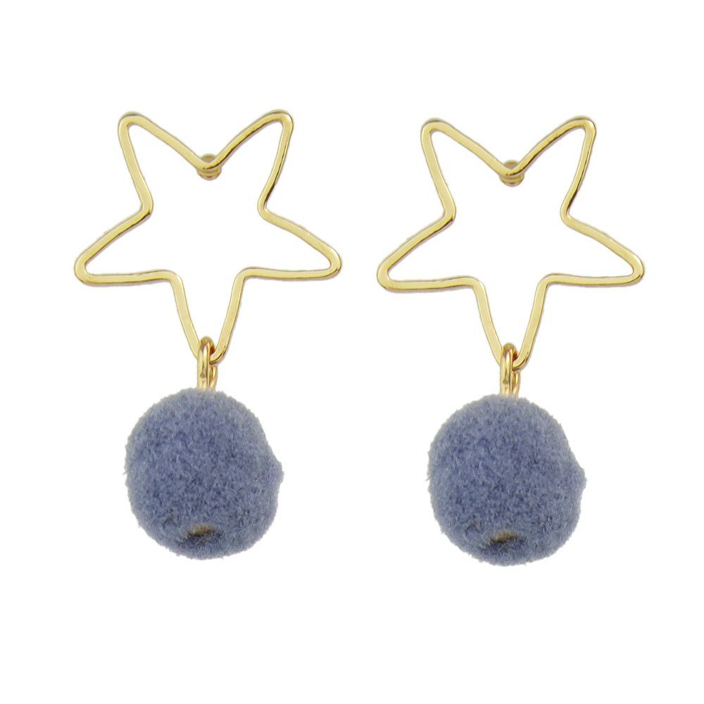 

Simple Star Candy Plush Earrings, Gray goose