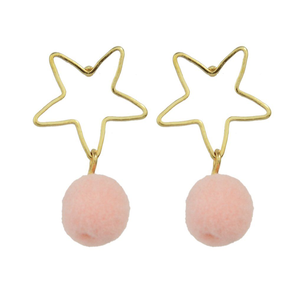 

Simple Star Candy Plush Earrings, Pink bubblegum