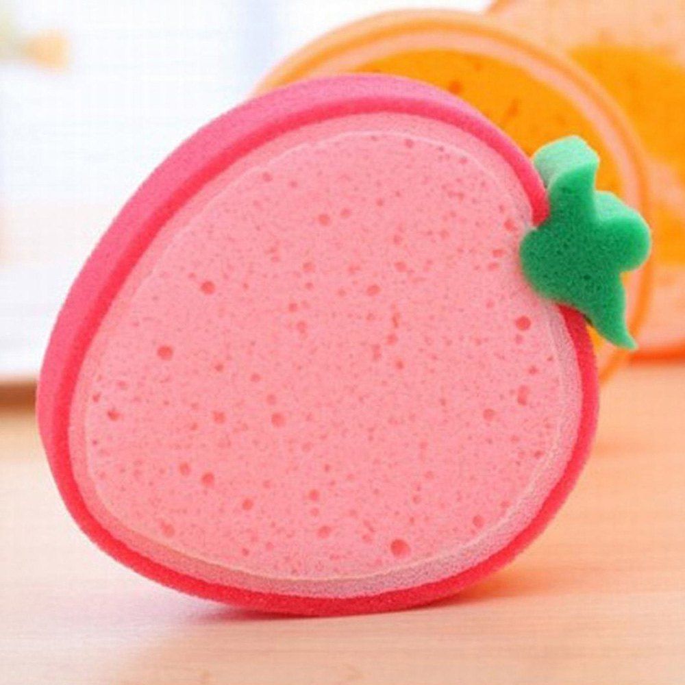 

Fruit Shaped Sponge Scourer Kitchen Brush Cleaner Scrubber, Violet red