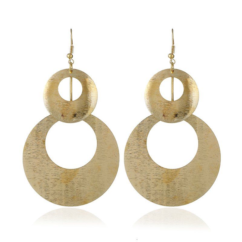 

Round Cutout Frosted Metal Earrings, Gold