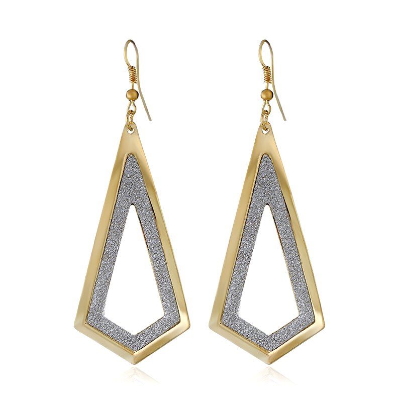 

Fashion Geometric Metal Frosted Hollow Exaggerated Personality Earrings, Gold