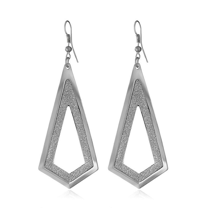 

Fashion Geometric Metal Frosted Hollow Exaggerated Personality Earrings, Silver