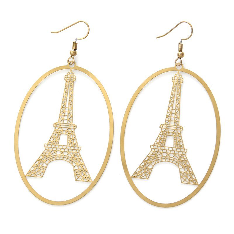 

Colorful Simple Exquisite Anti-Allergic Preservation Elliptical Tower Earrings, Gold