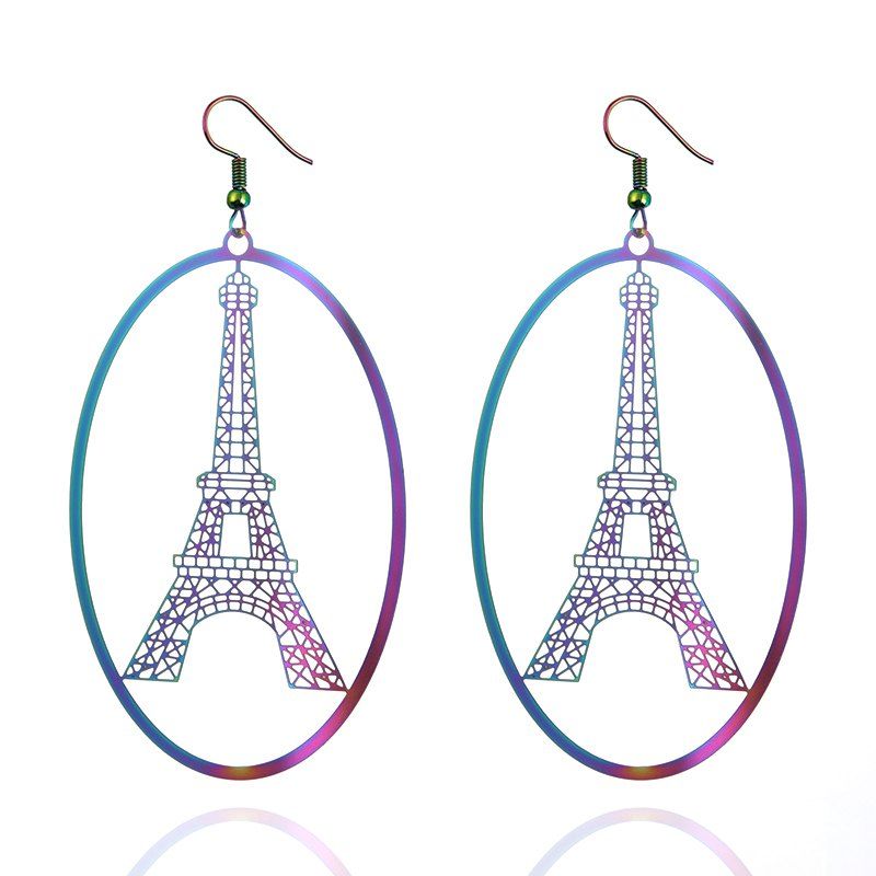 

Colorful Simple Exquisite Anti-Allergic Preservation Elliptical Tower Earrings, Multi