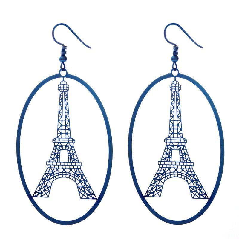 

Colorful Simple Exquisite Anti-Allergic Preservation Elliptical Tower Earrings, Royal blue