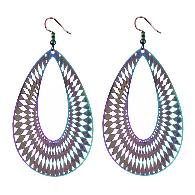 

Computer Tablet Colorful Long Drop Diamond Hollow Earrings, Multi