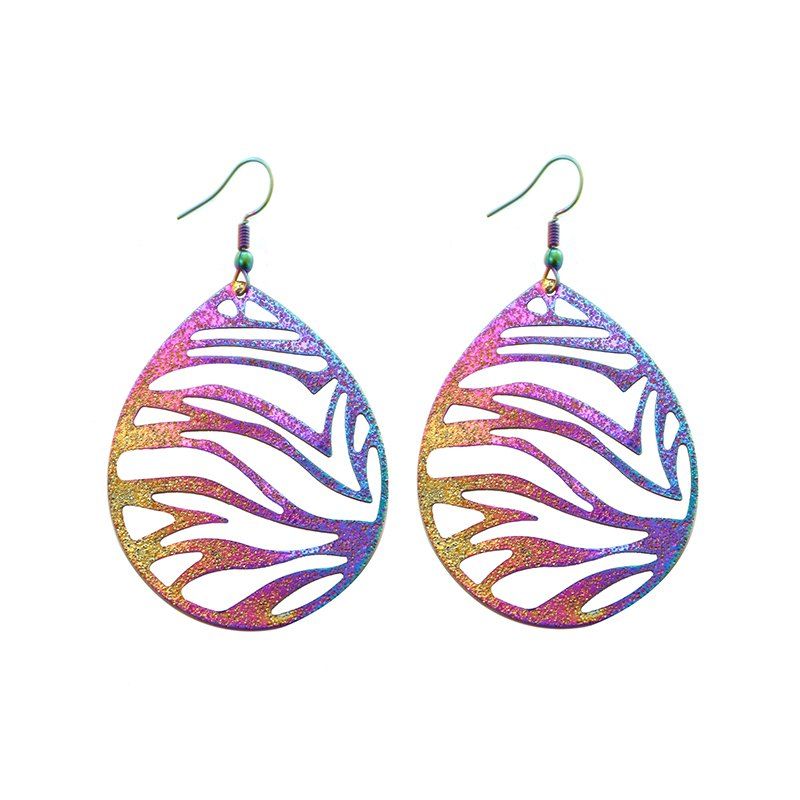 

Frosted Water Droplets Personalized Colorful Stainless Steel Computer Earrings, Multi