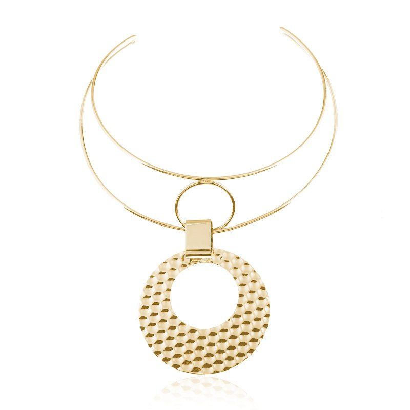 

Exaggerated Round Explosion Models Metal Short Necklace, Gold