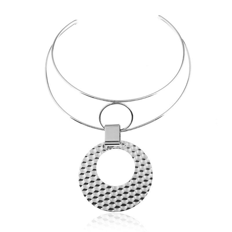 

Exaggerated Round Explosion Models Metal Short Necklace, Silver