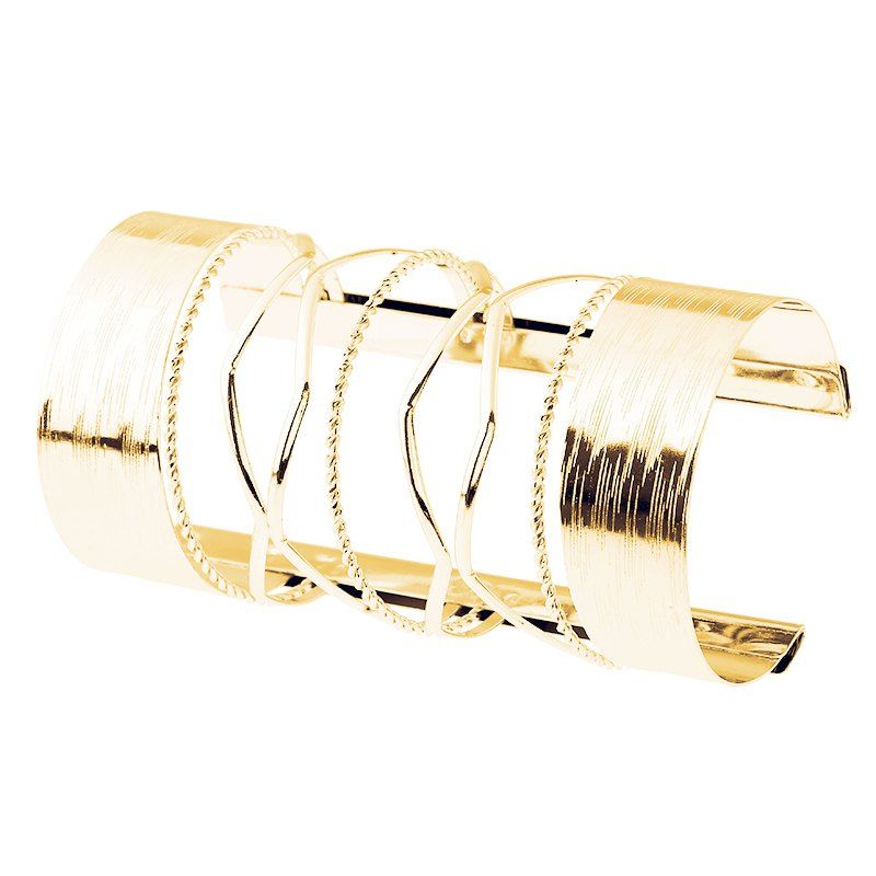 

Metal Exaggerated Textured Punk Temperament Ultra Wide Bracelet, Gold