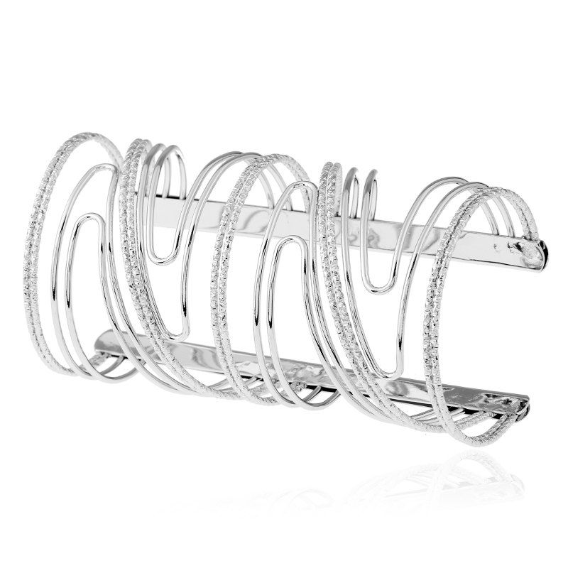 

Simple Metal Cross Cutout Long Pattern Jewelry Bracelet, Silver