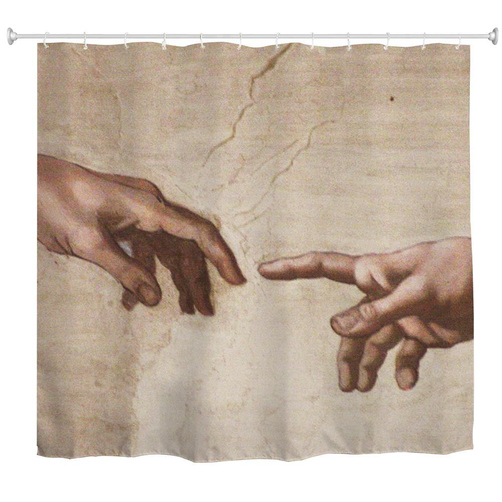 

The Hand of Peace Water-Proof Polyester 3D Printing Bathroom Shower Curtain, Multi-a