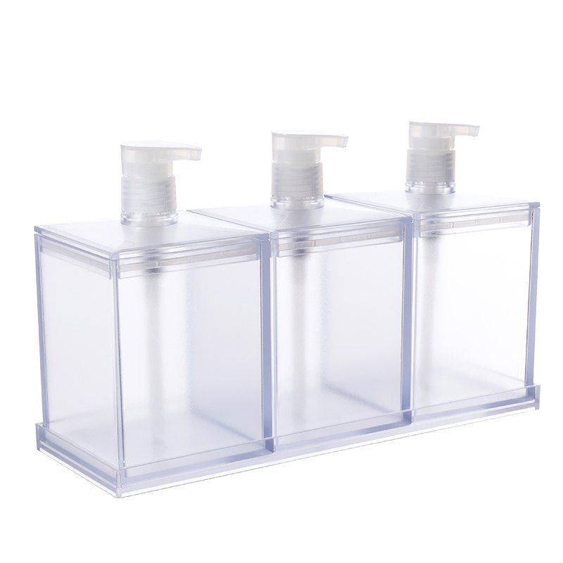 

European Large-Capacity Plastic Lotion Bottle Three-Piece Storage Box, White