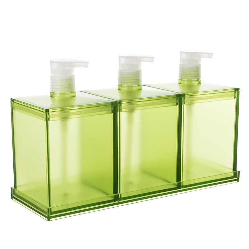 

European Large-Capacity Plastic Lotion Bottle Three-Piece Storage Box, Green onion