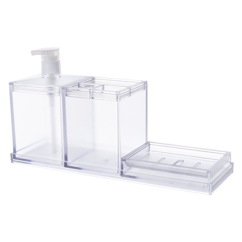 

Creative Bathroom Toothbrush Case Lotion Soap Box Three Pieces, White