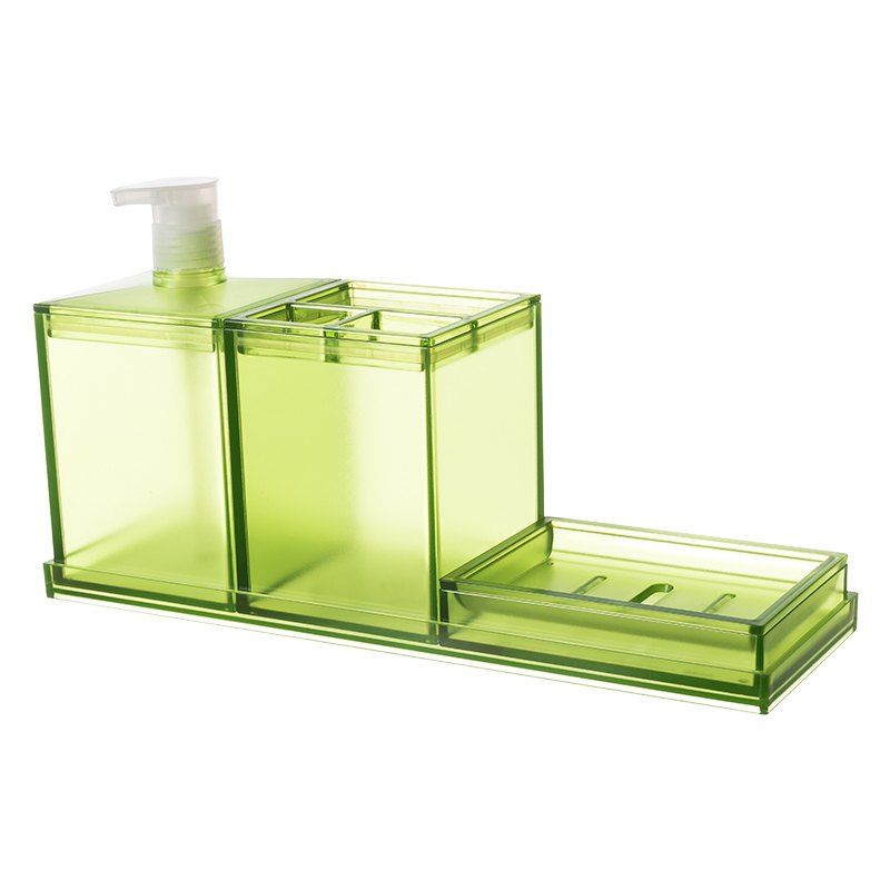

Creative Bathroom Toothbrush Case Lotion Soap Box Three Pieces, Green onion