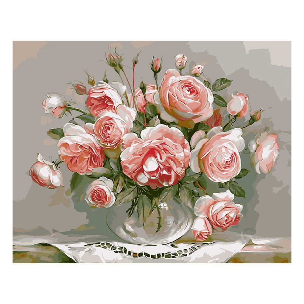 

Hand-painted DIY Peony Flower Home Decor Oil Painting, Light pink