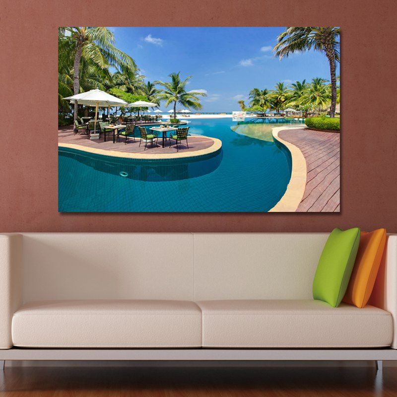 

WPKBWTET Photography Holiday Swimming Pool Print Art, Multi