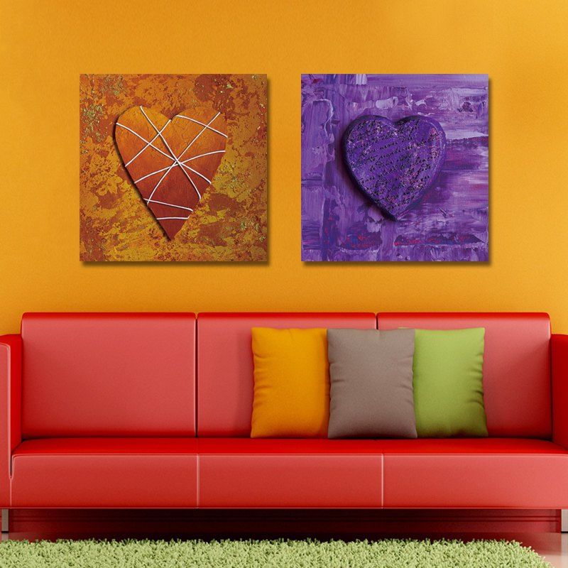 

FY05 078 079 2PCS Romantic Heart Print Art, Multi
