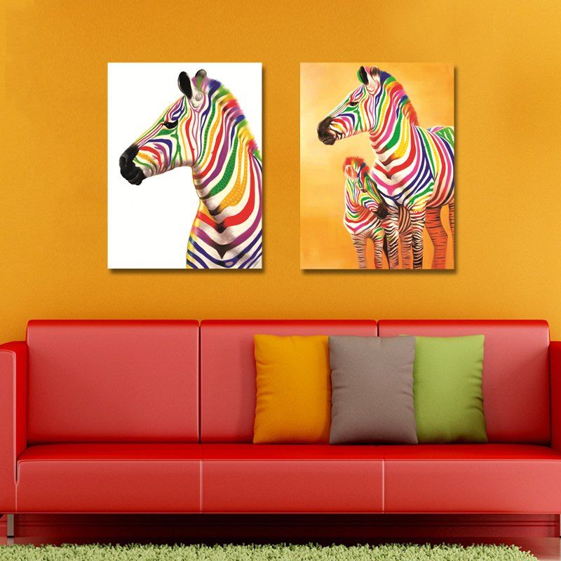 

82-83 2PCS Cartoon Lovely Zebra Print Art, Multi