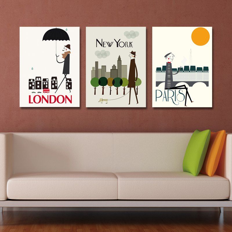 

1-17-1-4-5 3PCS A Lovely Cartoon Character Print Art, Multi