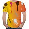 2018 T-shirt à manches courtes impression 3D Graffiti des hommes d'été - Orange d'Or XL