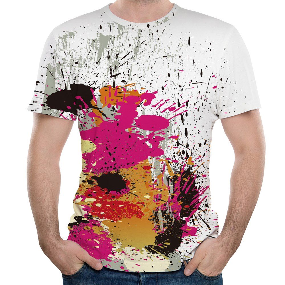 

2018 Men's Summer New Fashion Youth 3D Printed Short Sleeve T-shirt, Multi-x