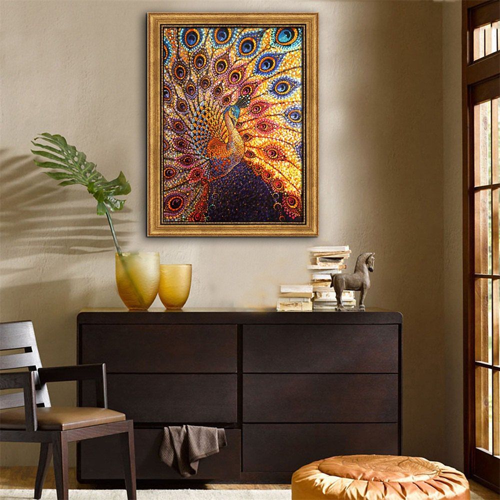 

Special Design Frame Paintings Colour The Peacock Print, Multi