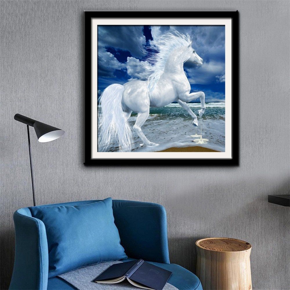 

Special Design Frame Paintings White Horse Print