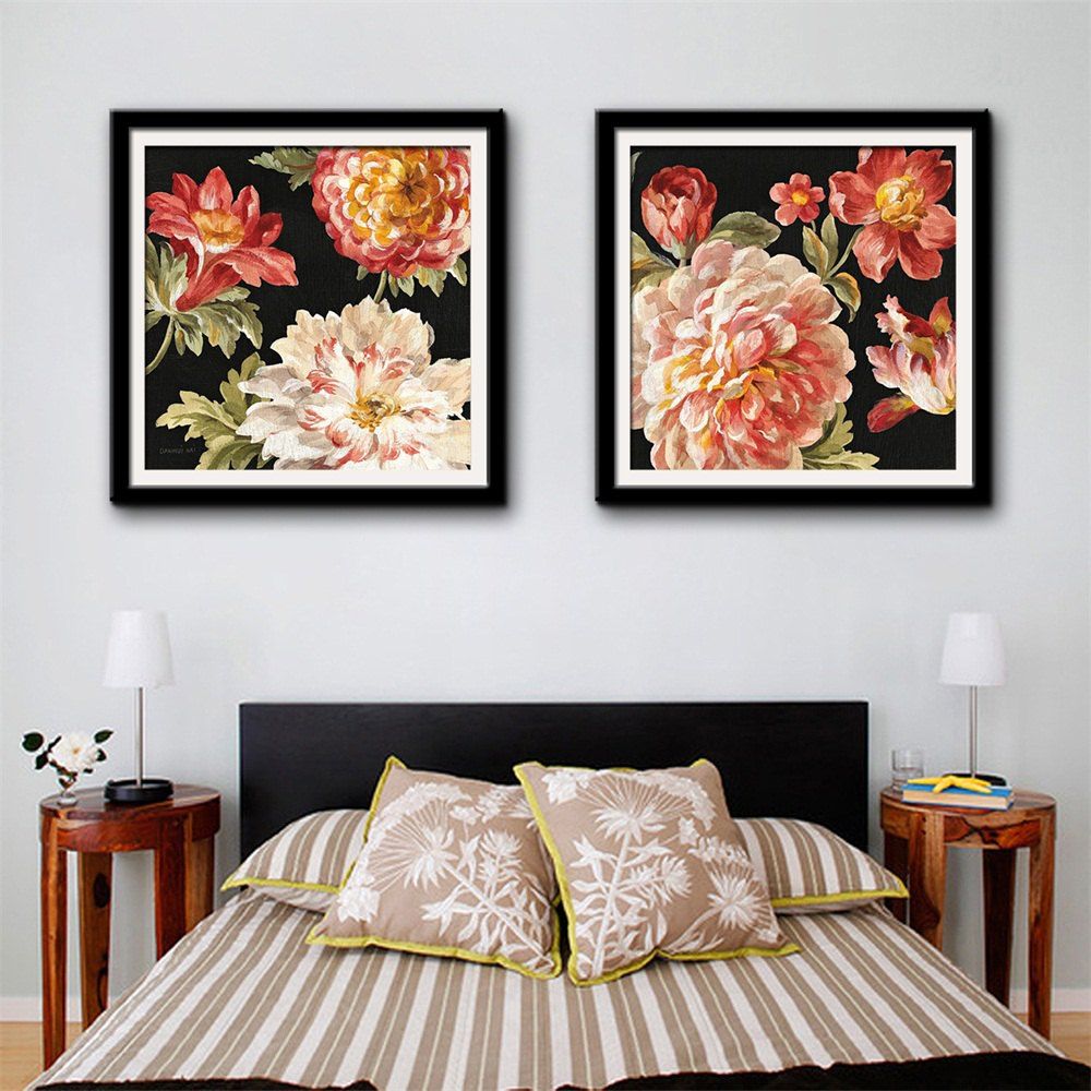 

Special Design Frame Paintings Blooming Flowers Print 2PCS, Multi