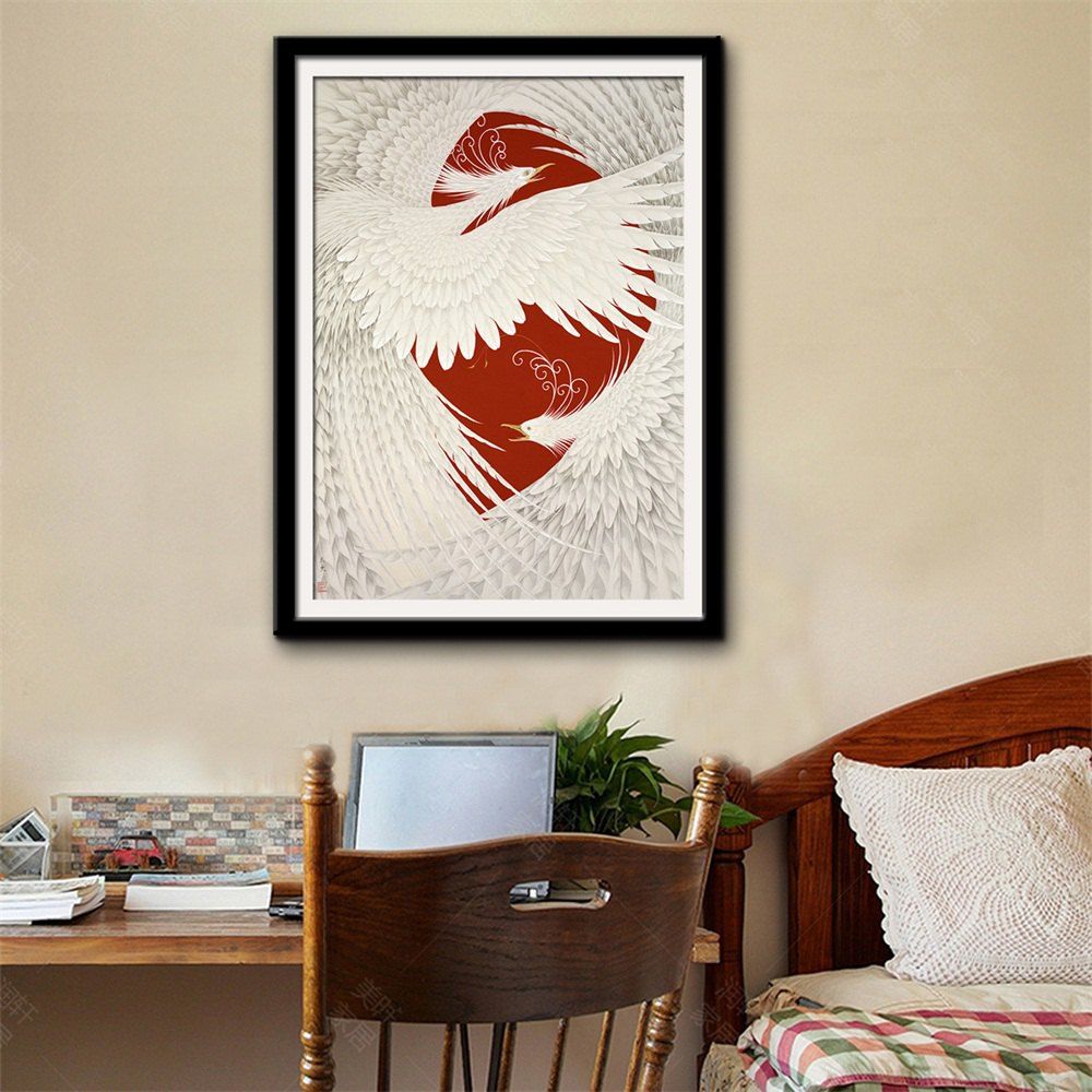 

Special Design Frame Paintings Two Phoenix Print, White