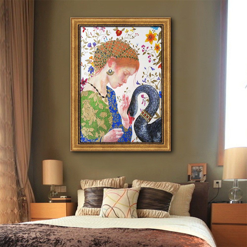 

Special Design Frame Paintings Beauty and Black Swan Print, Multi