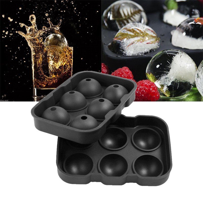 

Hoard Large Size 6 Cell Whiskey Ice Ball Mold Silicone Cube Tray, Black
