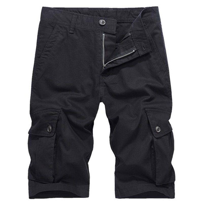 

Men Plus Size Summer Pockets Straight Tooling Shorts, Black