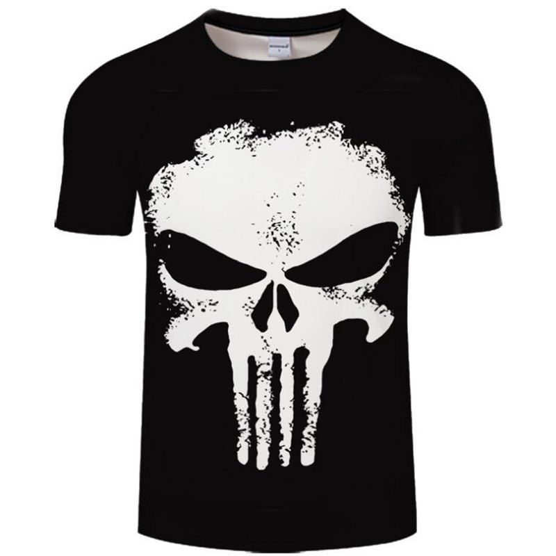 

Plus Size Men's Casual 3D Skull Print Short Sleeves T-shirt, Black