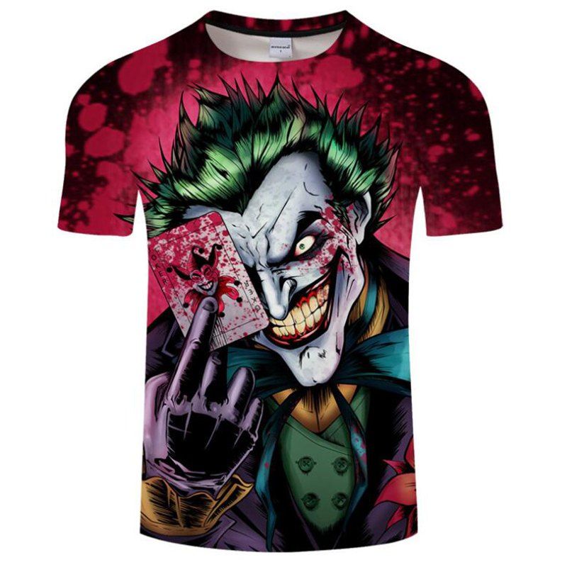 

Men Plus Size Casual 3D Clown Print Short Sleeves T-shirt, Red