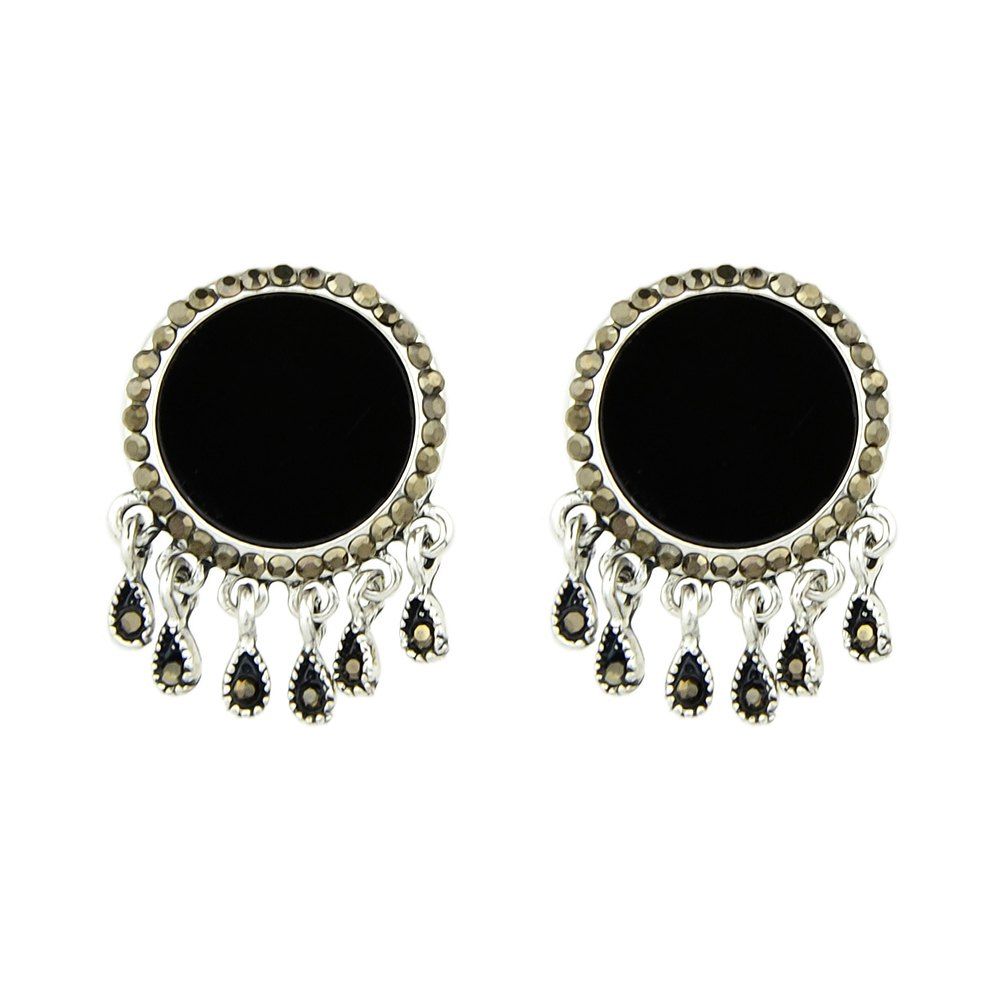 

Black Round Water Earrings