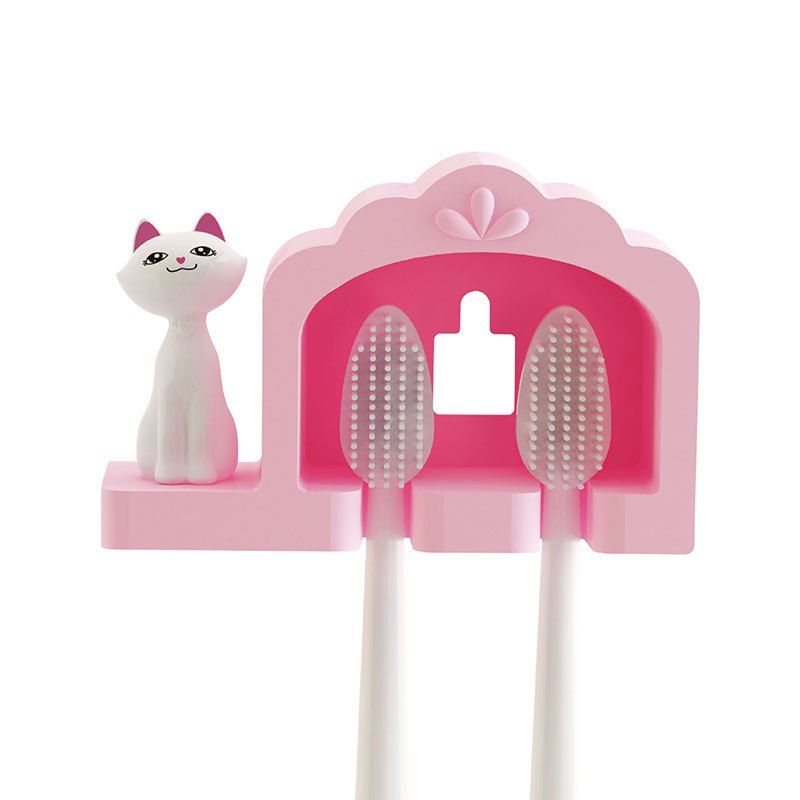 

Bathroom Amenity Cute Cat Couple Toothbrush Holder Rack, Pink