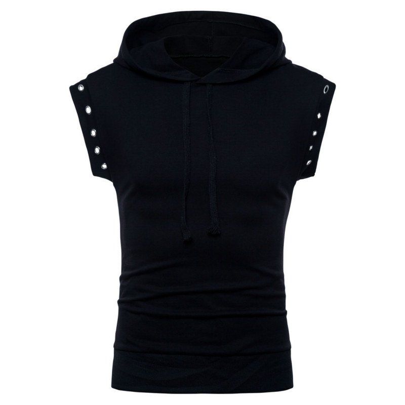 

Tidal Rivet Element Personality New Leisure Cap Hat Sleeveless T-shirt, Black