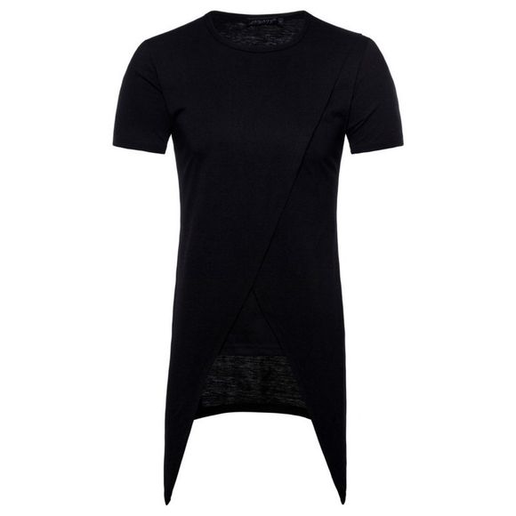 Summer Wear Nouveaux T-shirts à manches courtes irrégulières pour hommes - Noir 2XL