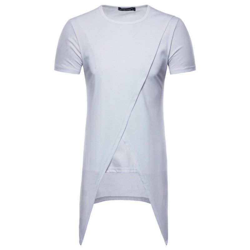 

Summer Wear New Men's Irregular Short Sleeved T-shirts, White