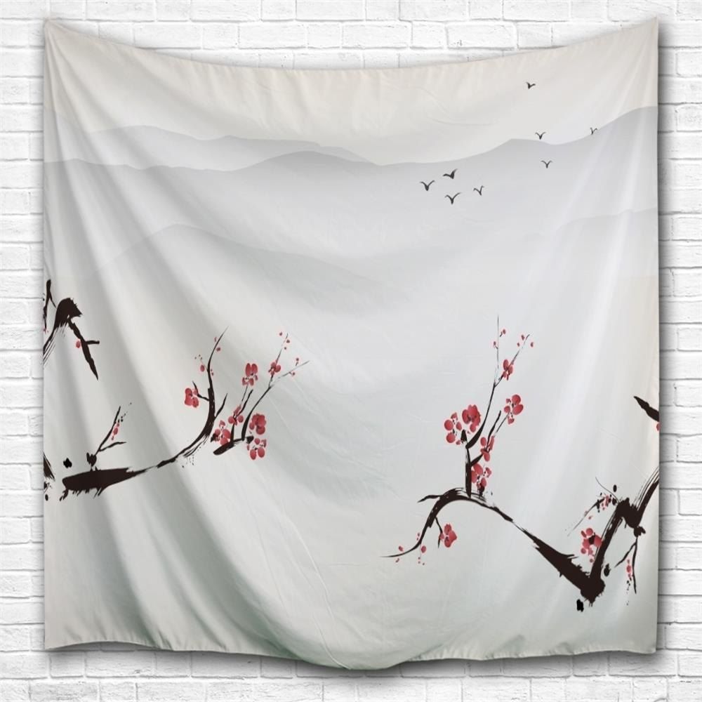 

Chinese Painting Flowers 3D Printing Home Wall Hanging Tapestry for Decoration, Multi-a