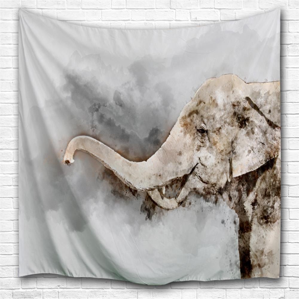 

Elephant Oil Painting 3D Printing Home Wall Hanging Tapestry for Decoration, Multi-a