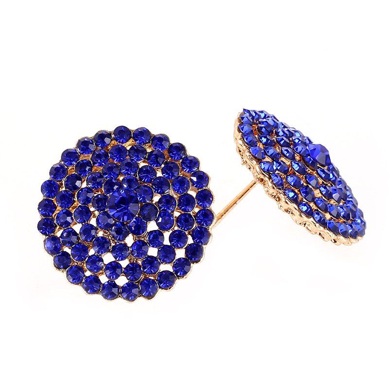 

Fashion Round Button CZ Full Rhinestone Earrings For Women Charm Jewelry Party, Violet