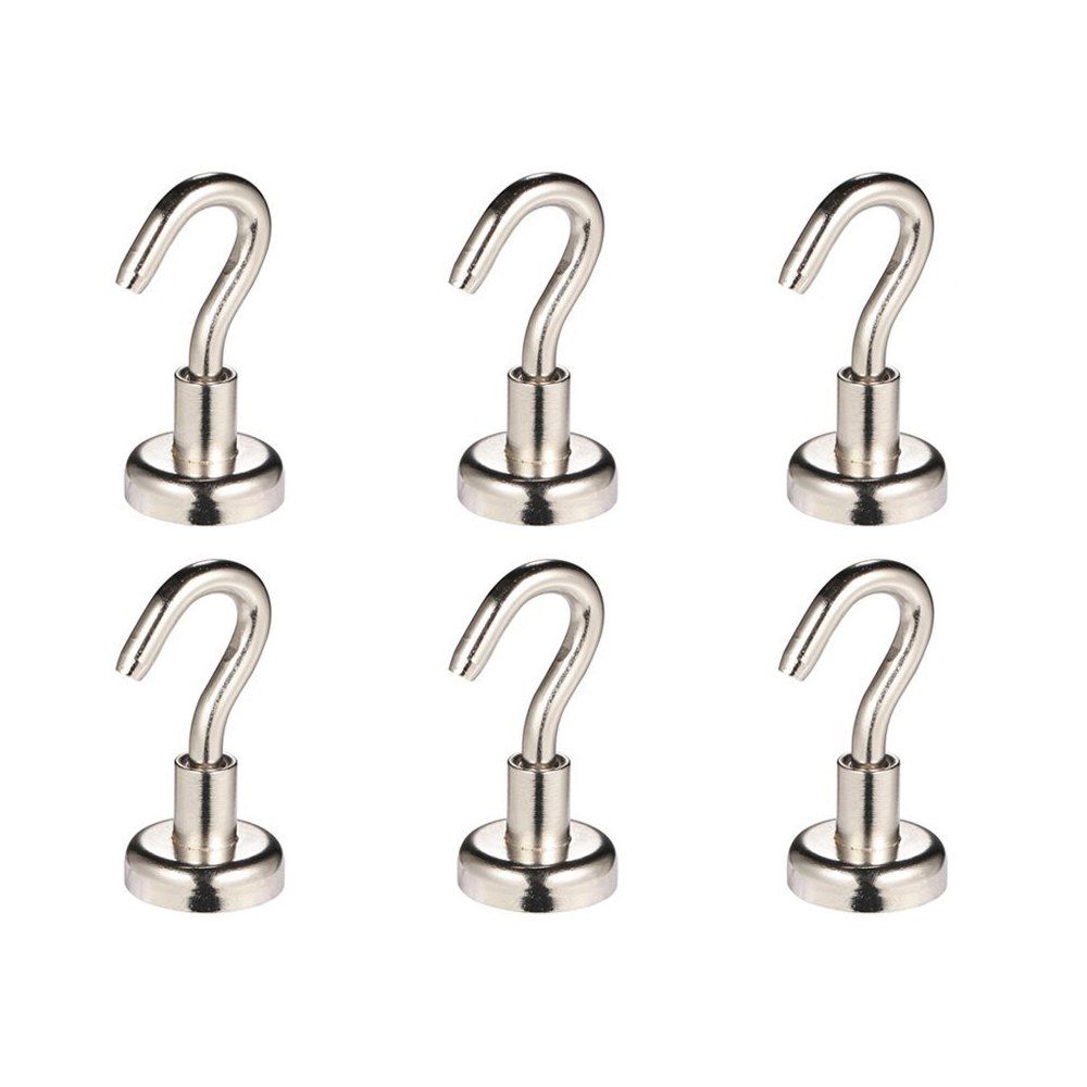 

Neodymium Magnet Magnetic Hooks for Home Kitchen Workplace Office Hanging 6PCS, Silver