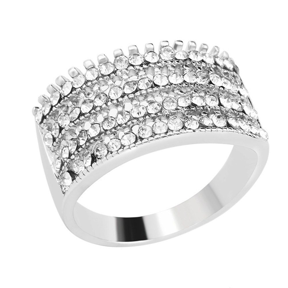 

Fashion Crystal Zircon Couple Ring, Milk white