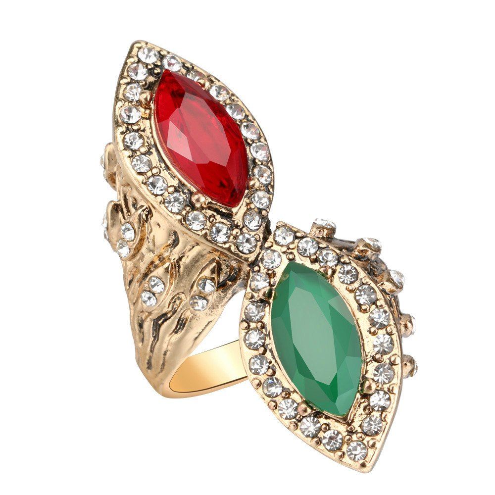 

Bohemian Vintage Gold-plated Diamond Ring, Red