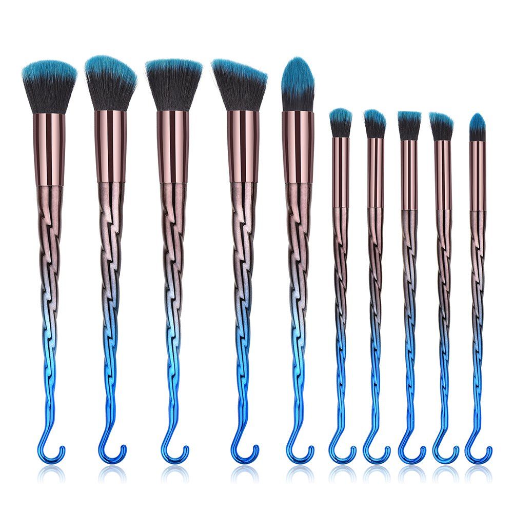 

10PCS Thread Hook Gradient Make Up Brush, Blue